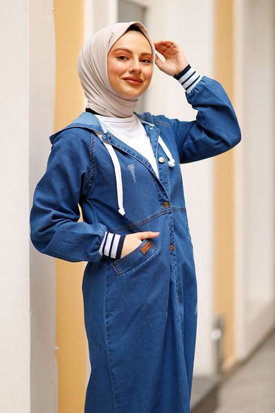 benguen 7600 Jeanscape mit Kapuze und Seitentaschen Marineblau