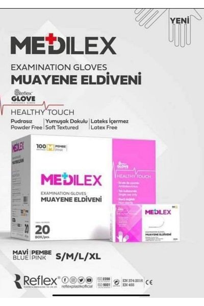 Reflex Medilex Examination Gloves Size S Pink Color Powder Free