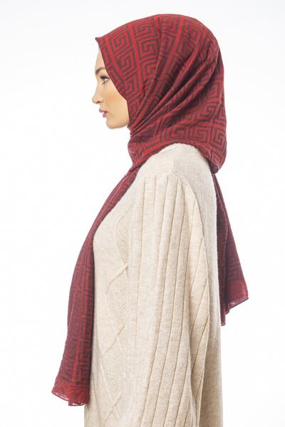 19V69 ITALIA Red Jacquard Modal Shawl 75x200 Cm With Scarf Hanger And Gift Set