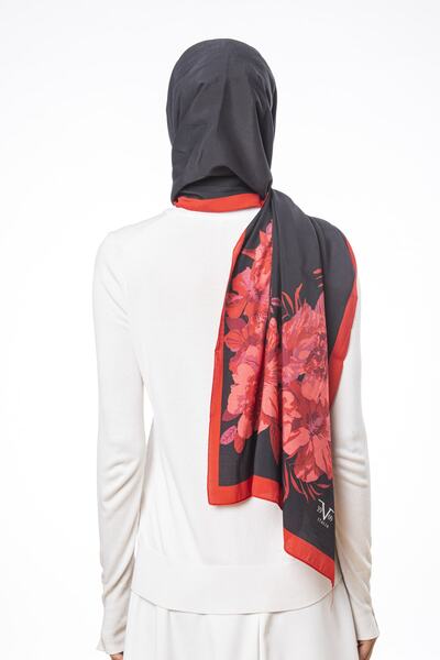 19V69 ITALIA Red Black Modal Shawl Modal Series 75x200 Cm With Scarf Hanger And Gift Set