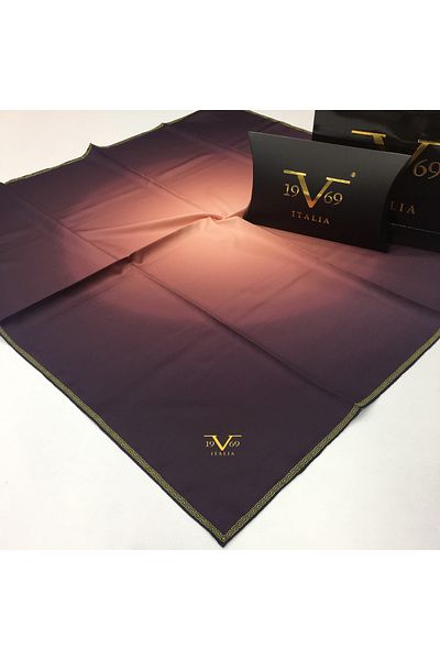 19V69 ITALIA Purple Salmon Twill Scarf Gradient Pattern Black Series with Scarf Hanger and Gift Set 90x90 Cm