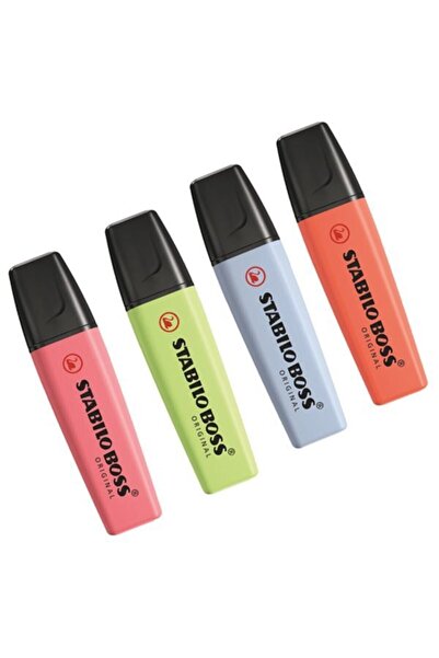 Stabilo Boss Yeni 4 Pastel Renk 2020 Pastels Coral-azure-lime-cherry