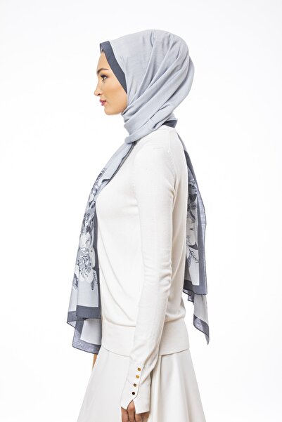 19V69 ITALIA Navy Blue Gray Modal Shawl Modal Series 75x200 Cm With Scarf Hanger And Gift Set