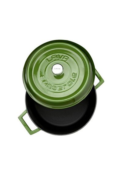 Lava Diameter 24cm Green 3 Layer Enamel w=24 Cm L 32 cm Cast Round Pot