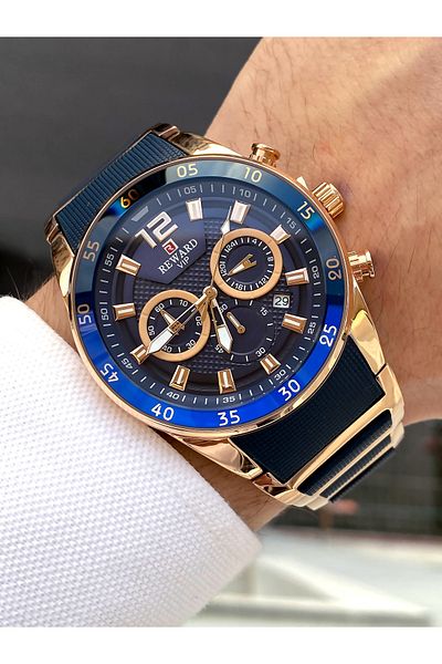 Reward Men's Dark Blue Gold Color Wristwatch