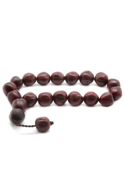 EbruHome مسبحة من الخشب الطبيعي المقطوع باللون العنابي - نظام Efe