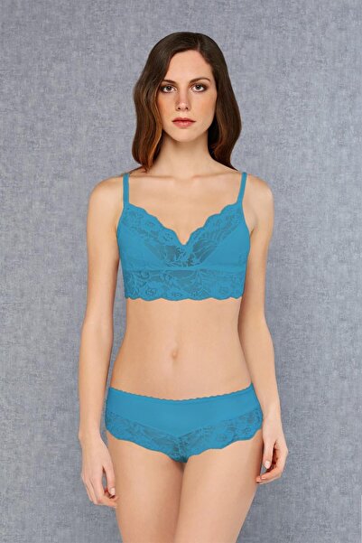 Doreanse Жіночий елегантний бюстгальтер без наповнювача з мереживом та трусики
