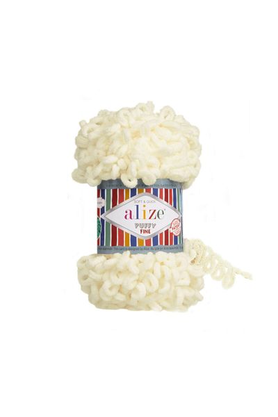Alize Puffy Fine Κλωστή Πλεξίματος (5 Τεμάχια) - 62-ανοιχτό Κρέμα