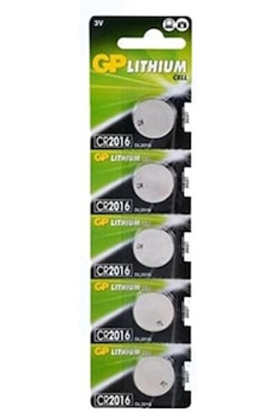 ATAELEKTRONİK 5 Adet Gp Cr2016-c5 3v Lithium Pil ( 5 Li Paket ) / Cr 2016 Araç Kumanda Garaj Kapı Otomatik Kepenk