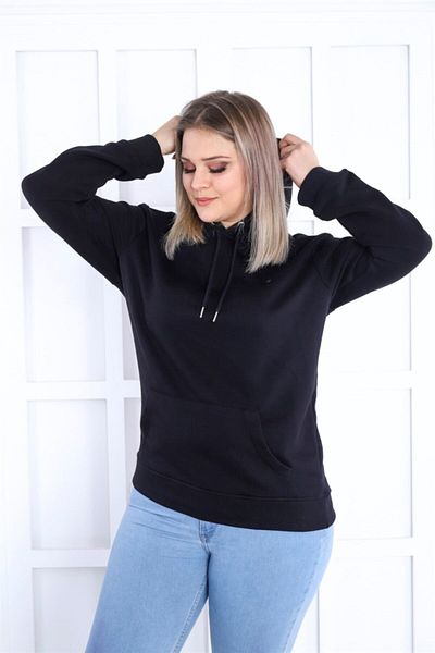 Seamoda Λεπτομέρεια κεντήματος με κουκούλα Partner Sweat-μαύρο