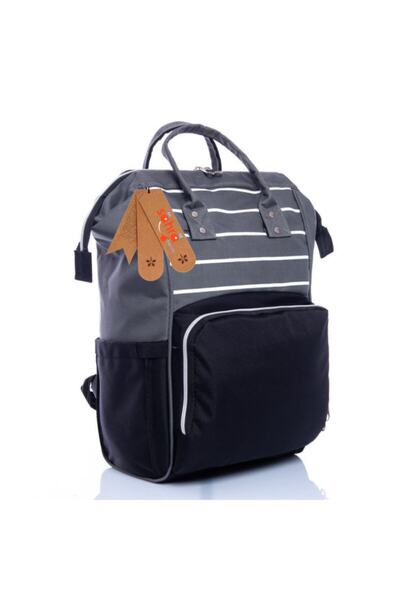 Sahra Leke Tutmaz Su Geçirmez Termal Bölmeli Çizgili Anne Bebek Bakım Sırt Ça...