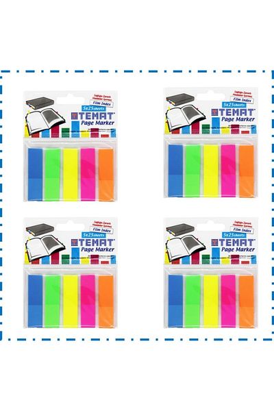 Temat Mixed Color Adhesive Note Paper 45 Mm - Set of 4