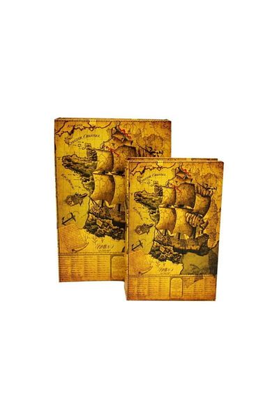 mikudesign Set of 2 Decorative Map and Book Box - Gift