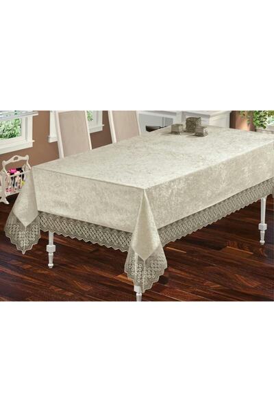 çağ tekstil Nazende Model Velvet Edge Laced Vip Quality Tablecloth