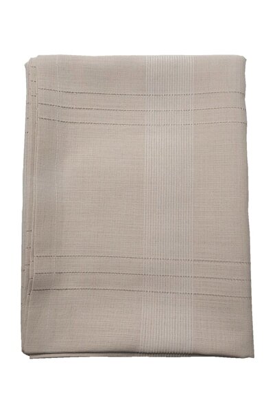 saal Linen Fabric Striped Tablecloth 160x220 Cm Brown Antique