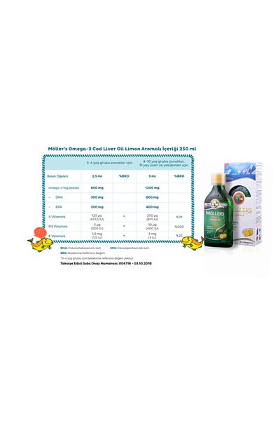 Möller's Omega-3 Lemon Flavored Sugar Free Fish Oil - 250 Ml