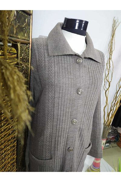 Nacar Women's Mink Steel Knitted Buttoned Cardigan