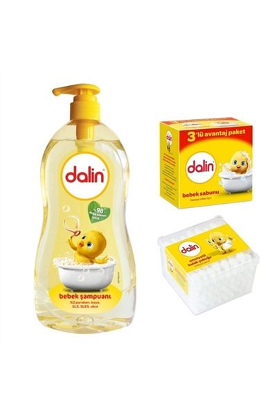 Dalin Baby Shampoo 700 ml + Earsticks 100 Pieces + 3x100 gr Soap