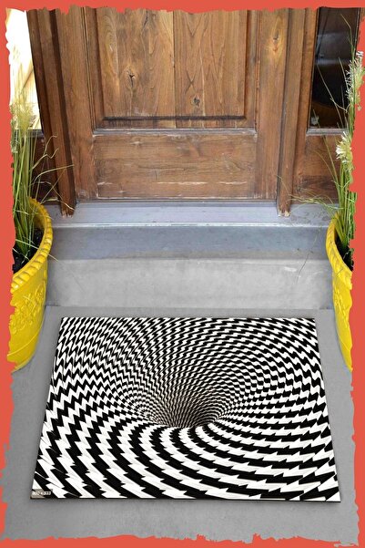 Evsebu Ilizyon Girdap Dekoratif Kapı Önü Paspası