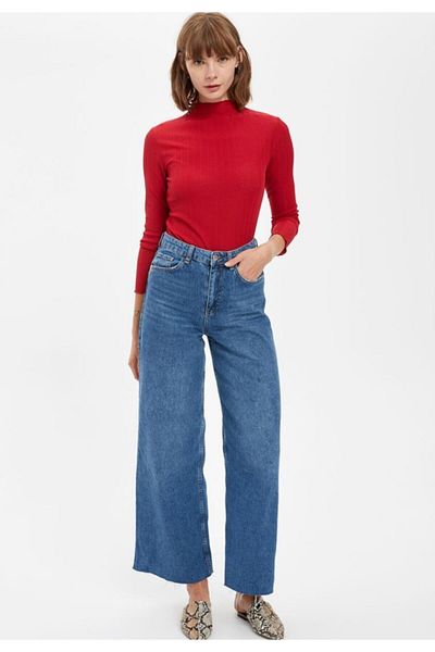 DeFacto Women's Red Basic Slim Fit Long Sleeve T-shirt S1018AZ20AU