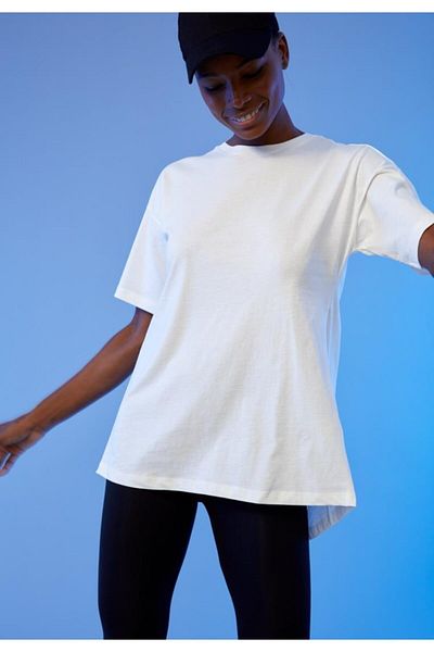 DeFacto Relax Fit Slit Detailed Sports 100% Cotton T-Shirt