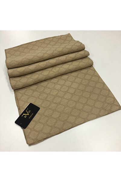19V69 ITALIA Koyu Krem Gold Jakarlı Modal Şal 70x200 Cm Eşarp Askısı Ve Hediy...
