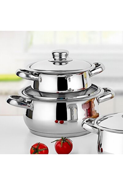 gülsan Çakır 6 Parça Tencere Seti Çelik Kapaklı
