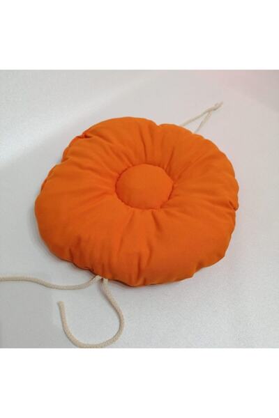 APAYDIN ÇEYİZ Turuncu Pofidik Yuvarlak Tabure Sandalye Minderi