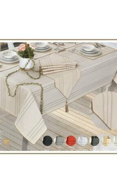 safir home collection Etz Home Crown Masa Örtüsü Keseli 12kişilik Linen Kumas...