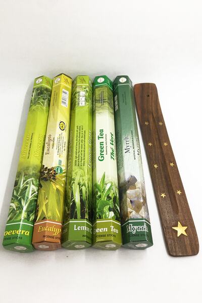 Vera Tütsü 5 Çeşit Aloe, Okaliptüs, Limon Otu, Yeşilçay, Mür 100 Adet Tütsü Ç...