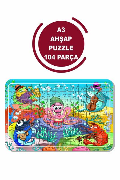 Baskı Atölyesi لغز مخلوقات البحر والموسيقى A3 مكون من 104 قطعة، لعبة، منشار قطع