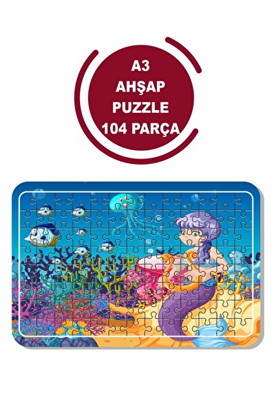 Baskı Atölyesi لغز حورية البحر A3 مكون من 104 قطعة، لعبة، منشار تركيب