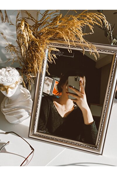 RA TASARIM Eskitme Çerçeveli Gümüş Motto Ayna ''all I Need Is''