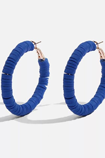 ESUSO حلق نسائي من الخرز الدائري فيمو باللون الأزرق الداكن