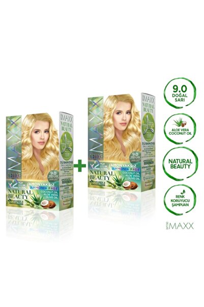 MAXX DELUXE 2'li Natural Beauty Amonyaksız Set Saç Boyası 9.0 Doğal Sarı
