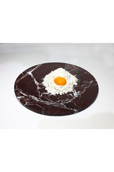 Modestmar Doğal Mermer Yuvarlak Sunum Tabağı Vişne