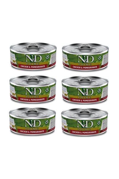 N&D Prime Tahılsız 6 Adet Tavuk Nar Yetişkin Kedi Yaş Mama 80 Gr