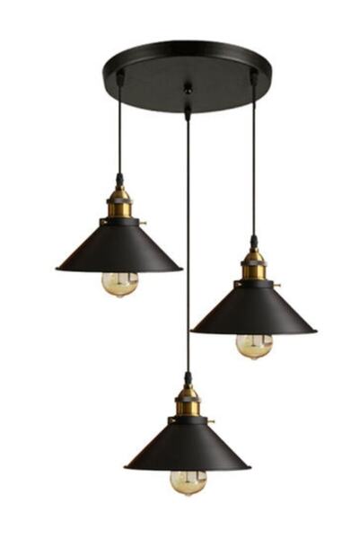 demet habek mylights S Retro Rustik Sarkıt Avize Metal Üçlü