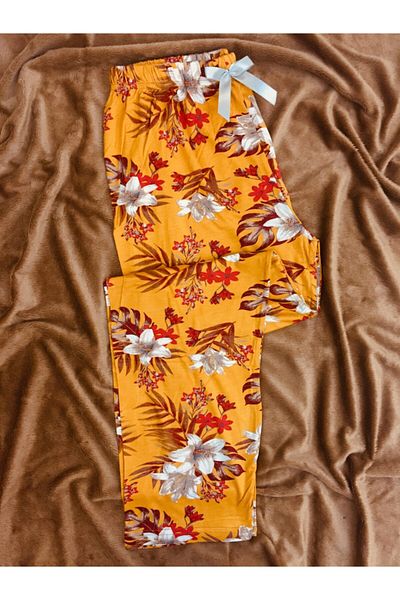 Altınay Floral Motif Pocketless Viscose Summer Women's Pajama Bottoms