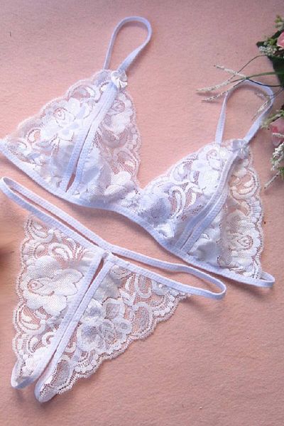 Vanessi Women's White Lace Sexy Bra Panty Suit Fancy Underwear