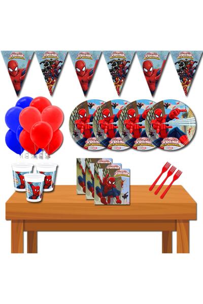 SPIDERMAN Örümcek Adam Eko 16 Kişilik Doğum Günü Parti Malzemeleri Seti