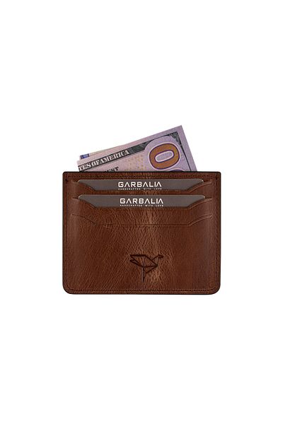 Garbalia Χειροποίητη δερμάτινη μίνι Unisex Καφέ Κάρτα