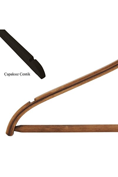 NYN Ahşap Askı Barlı Gömlek Pantolon Askısı Ceviz Renk 8 Adet