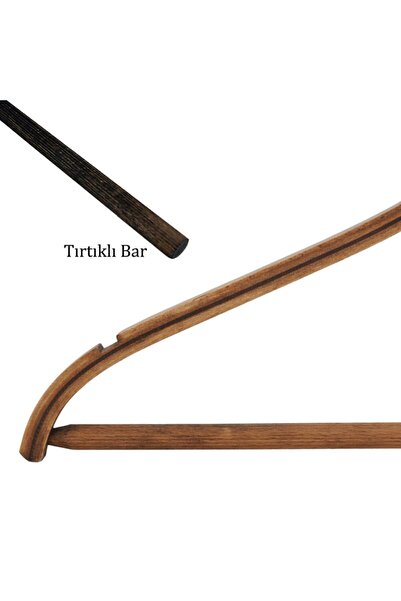 NYN Ahşap Askı Barlı Gömlek Pantolon Askısı Ceviz Renk 8 Adet