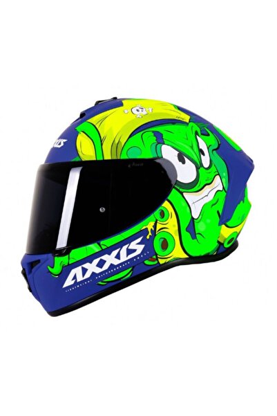 AXXIS Draken Garglen Matt Fluor Green Kapalı Motosiklet Kaskı - Şeffaf Cam