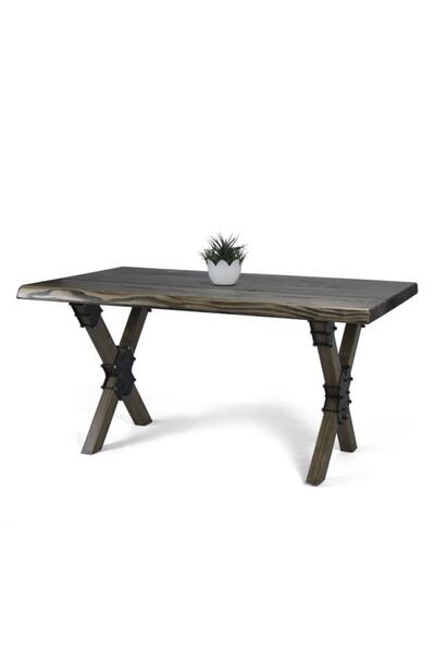 Mobenta Doğal Ağaç Masif Kütük Masa 75 Cm X 145 Cm ( Ağaç Ayak )