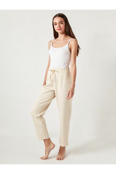 LC Waikiki Women's Beige Plain Pajama Bottoms