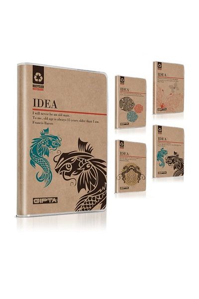 Gıpta Idea Rope Stitching Kraft+plastic Cover A6 Kraft Notebook