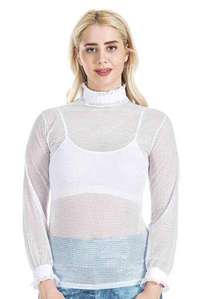 Derya Kurşun Рибальський комір, прозора деталізація, жіночий спортивний топ 146