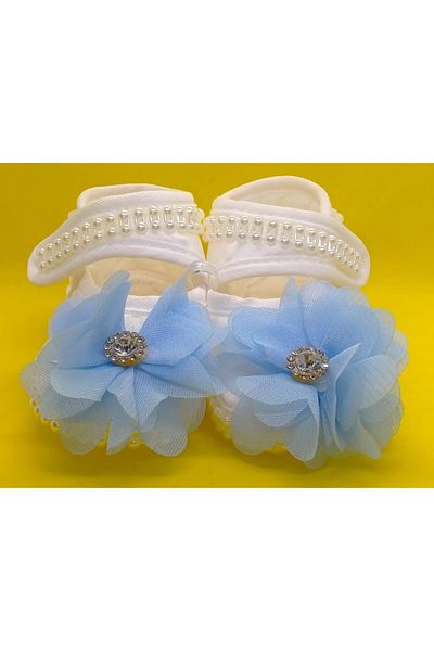BUKAWEAR Baby Girl Ecru Newborn Bandana Set of 2 with Shoes Accessories